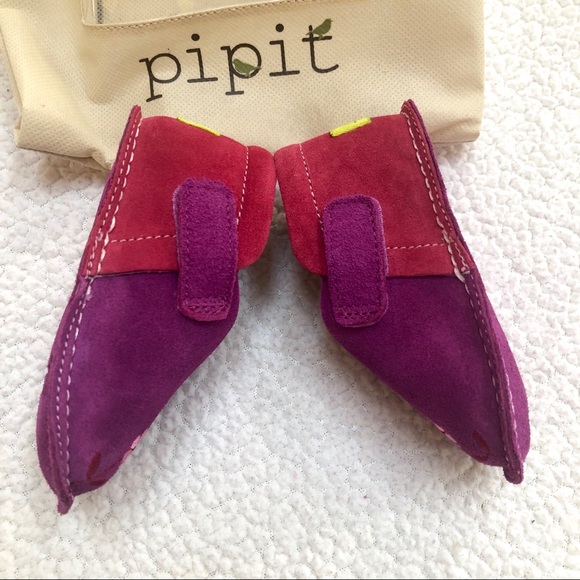 Pipit Suede Flower Fuchsia Strawberry Baby Shoes 4 - Picture 4 of 12